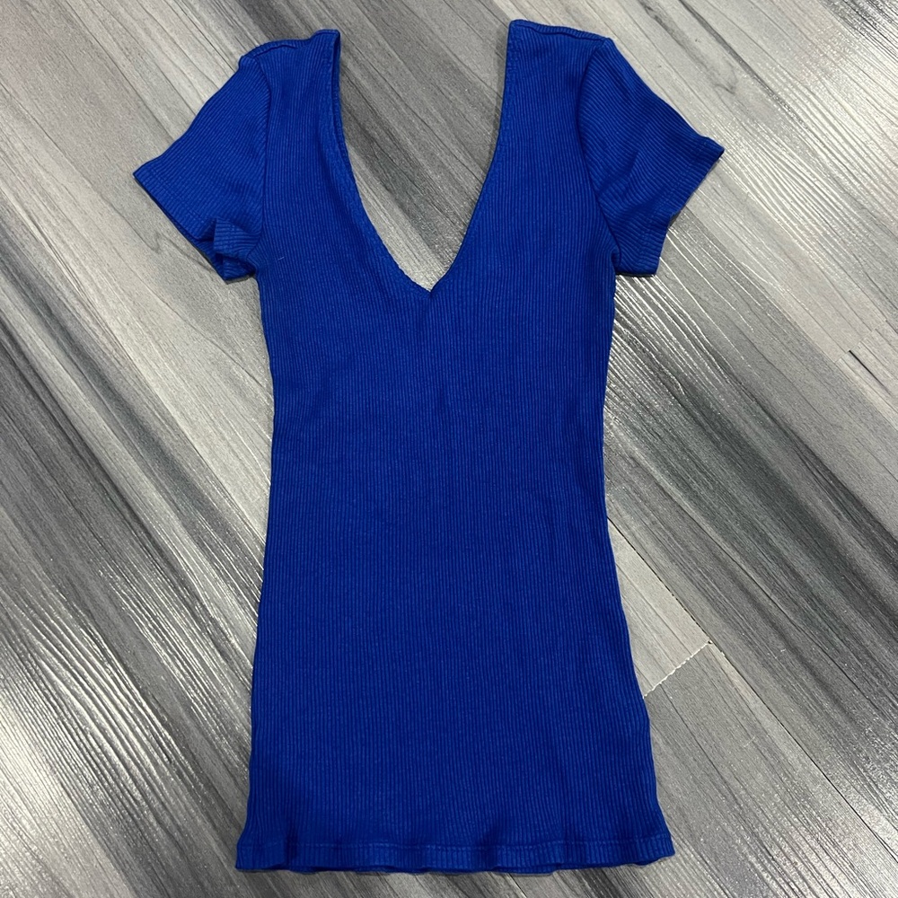 Express Deep Blue V-Neck Women's Top